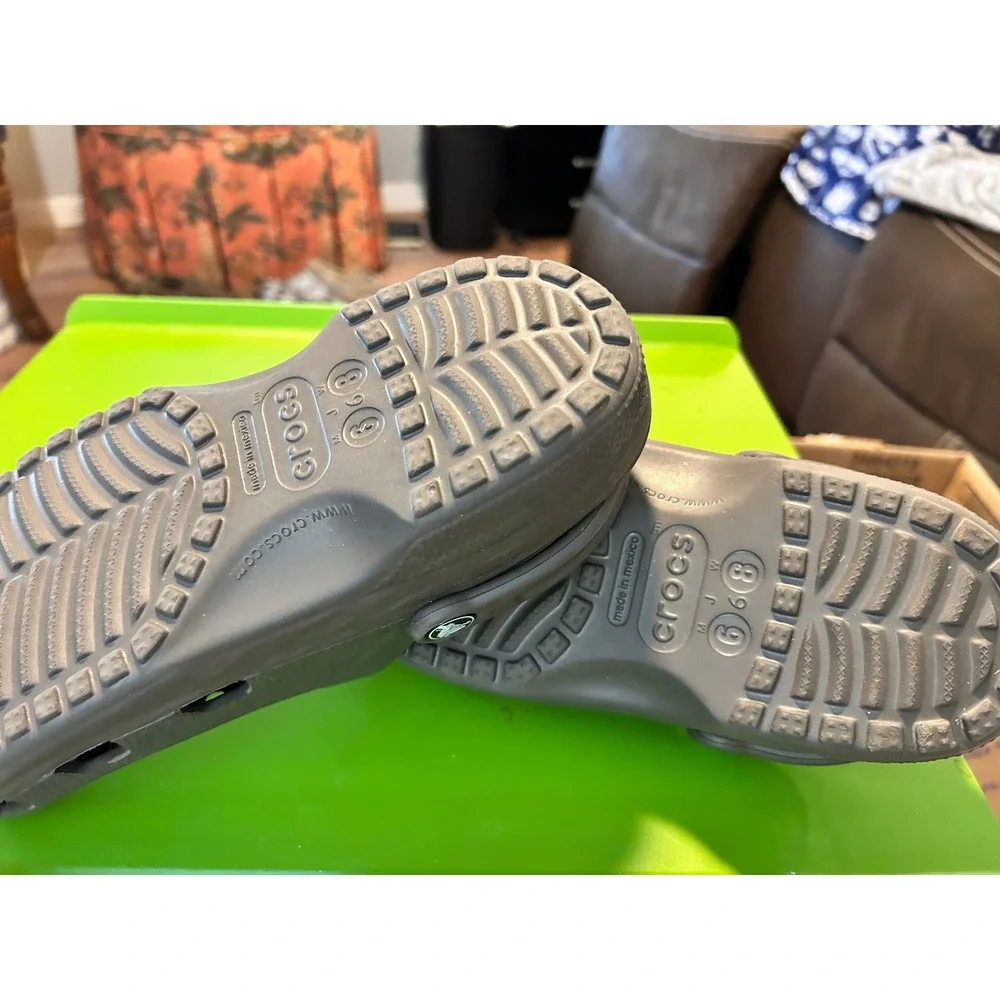 Crocs Classic Clog Kids Slate Grey Slip On Comfort Water Shoes Size J6 8 M6 W8